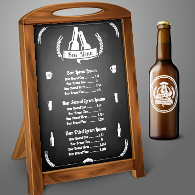 Beer menu and beer bottle vector material