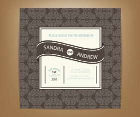 Beige floral wedding cards vectors 02