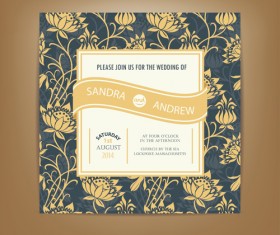 Beige floral wedding cards vectors 03