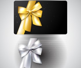 Black cards with ornate ribbon bow vector