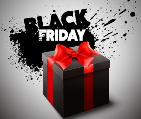 Black friday gift box with grunge background vector