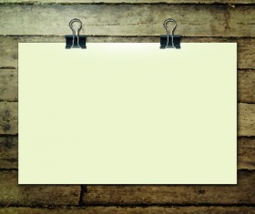 Blank paper and paper clip background vector 01