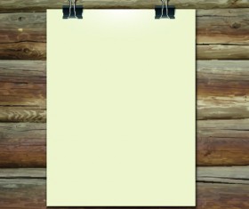 Blank paper and paper clip background vector 02