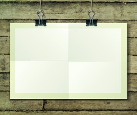 Blank paper and paper clip background vector 04