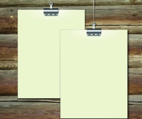 Blank paper and paper clip background vector 05
