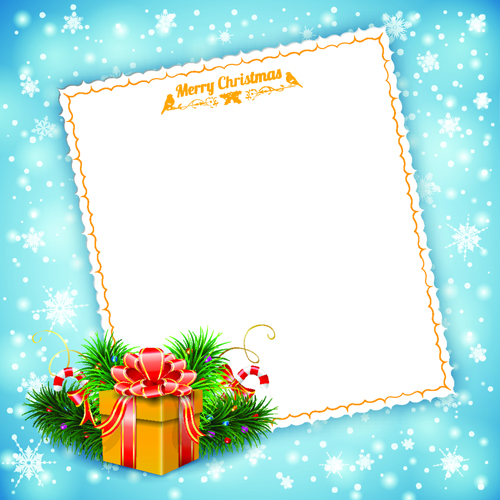 Blank paper christmas greeting card vector 02