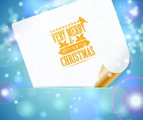 Blank paper christmas greeting card vector 03