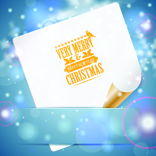 Blank paper christmas greeting card vector 03