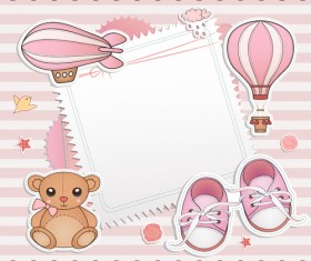 Blank paper with baby card vector 02