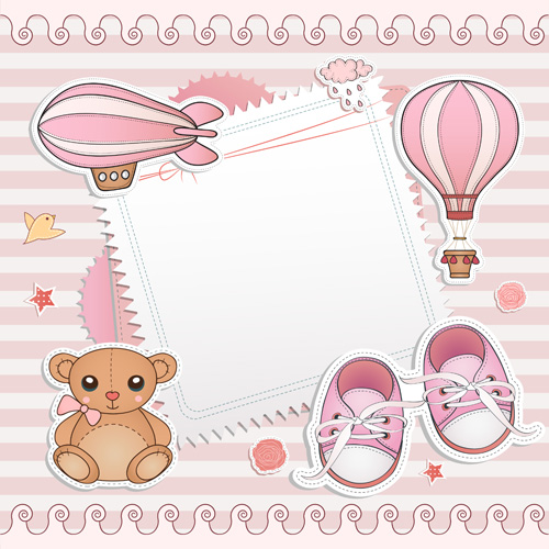 Blank paper with baby card vector 02