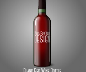 Blank red wine bottle vector material