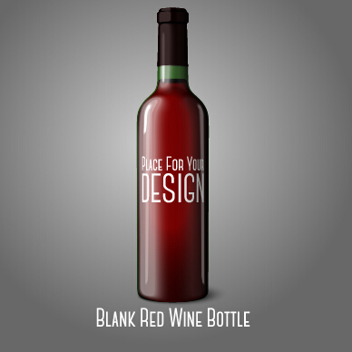 Blank red wine bottle vector material