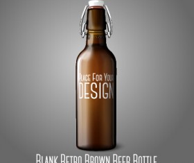 Blank retro brown beer bottle vector