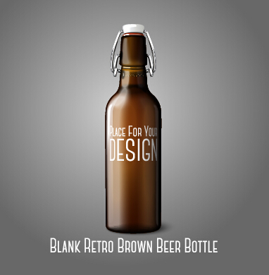 Blank retro brown beer bottle vector