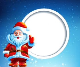 Blank round with santa background vector 01