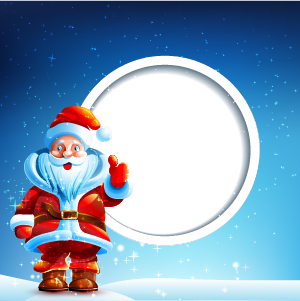 Blank round with santa background vector 01