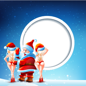 Blank round with santa background vector 02