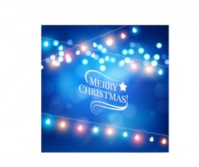 Blue dream christmas background with colored lights vector