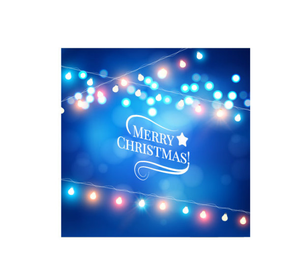 Blue dream christmas background with colored lights vector