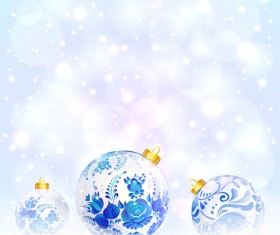 Blue floral christmas ball art background vector 04