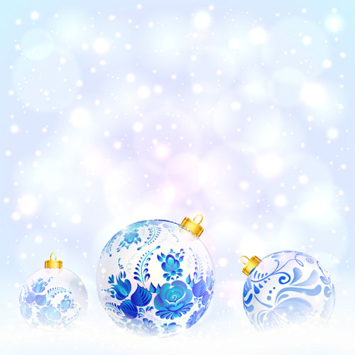 Blue floral christmas ball art background vector 04