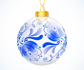 Blue floral christmas ball creative vector 01