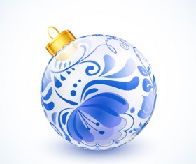Blue floral christmas ball creative vector 02