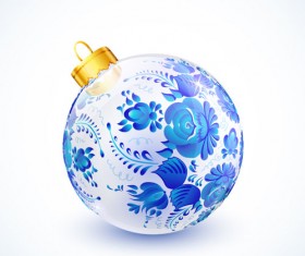 Blue floral christmas ball creative vector 03