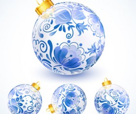 Blue floral christmas ball creative vector 04