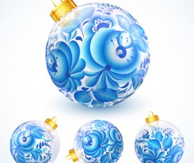 Blue floral christmas ball creative vector 05