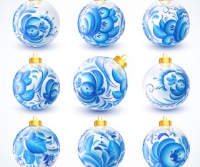 Blue floral christmas ball creative vector 06
