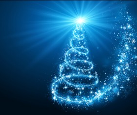 Blue rays christmas tree 01 vector background