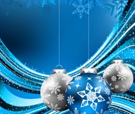 Blue style christmas baubles and snowflake backgroud