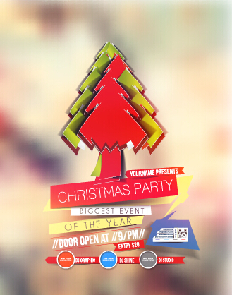 Blurs 2015 christmas party flyer vector cover