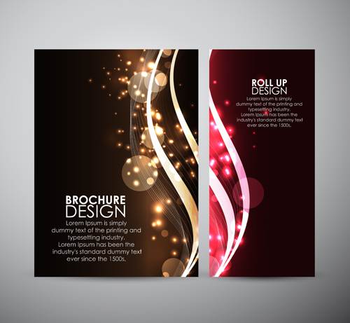Bright brochure cover abstract design vector 01