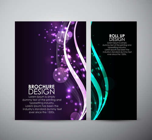 Bright brochure cover abstract design vector 02