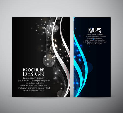 Bright brochure cover abstract design vector 03
