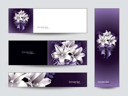 Brilliant flowers with banner background 01