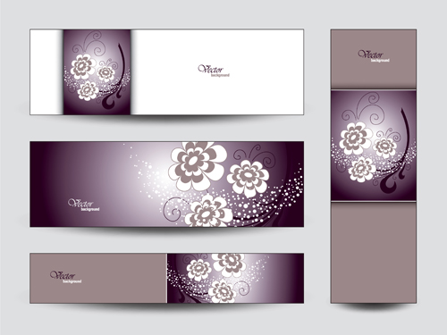 Brilliant flowers with banner background 03