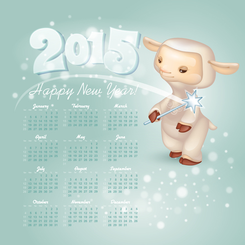 Calendar 2015 and funny sheep vector graphics 01