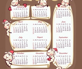 Calendar 2015 and funny sheep vector graphics 02
