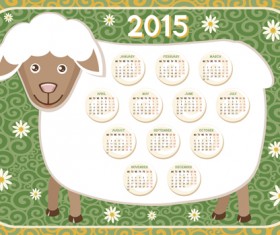 Calendar 2015 and funny sheep vector graphics 03