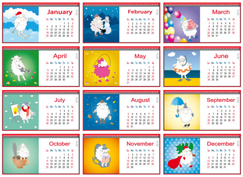 Calendar 2015 and funny sheep vector graphics 04
