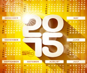 Calendar 2015 yellow style vector