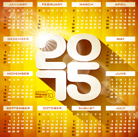 Calendar 2015 yellow style vector