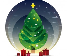 Cartoon christmas tree with night vector