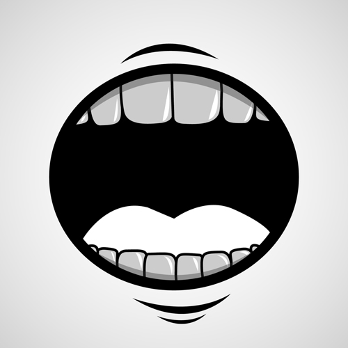 Cartoon mouth and teeth vector set 01