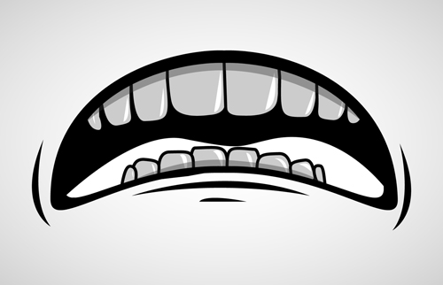 Cartoon mouth and teeth vector set 07
