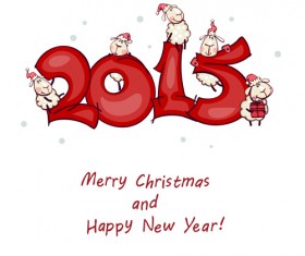 Cartoon sheep 2015 christmas and new year vector background