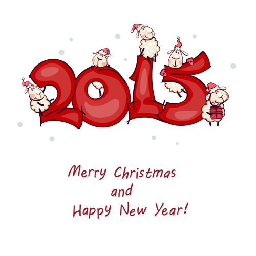 Cartoon sheep 2015 christmas and new year vector background